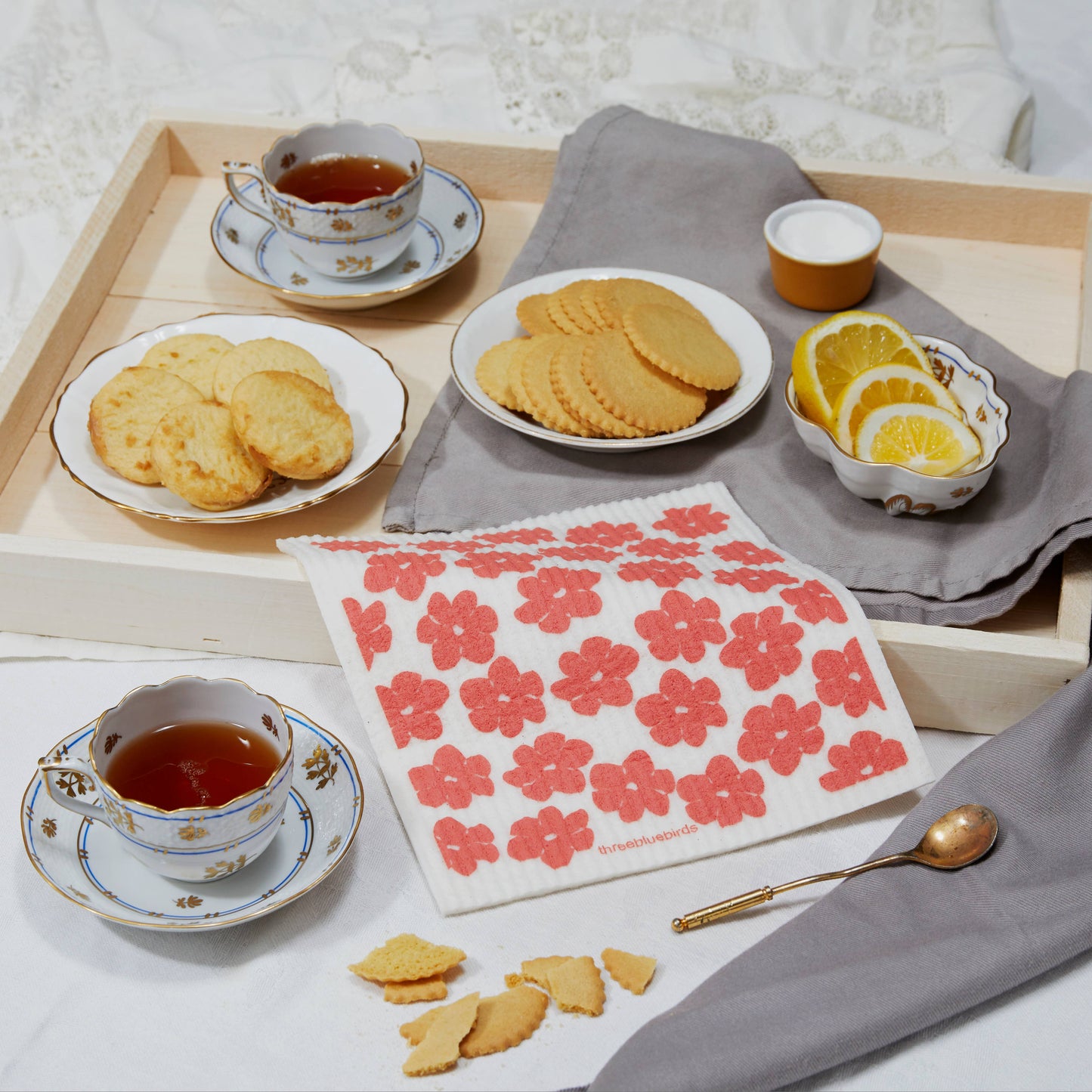 Swedish Dishcloth | Coral Poppies