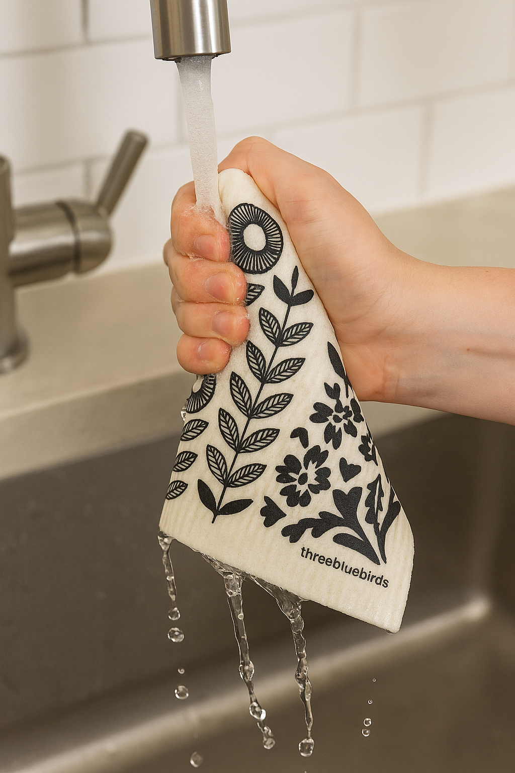 Swedish Dishcloth | Black Flora