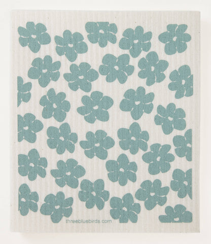 Swedish Dishcloth | Aqua Poppies
