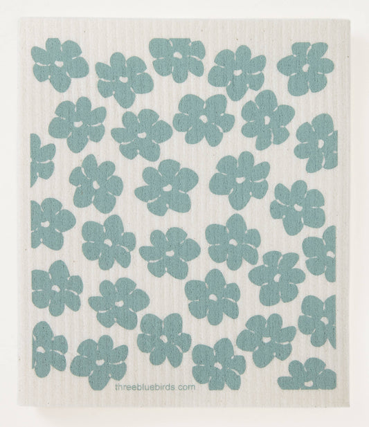 Swedish Dishcloth | Aqua Poppies
