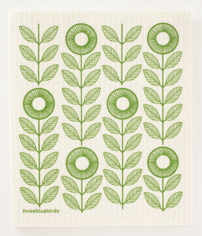 Swedish Dishcloth | Green Sunflowers