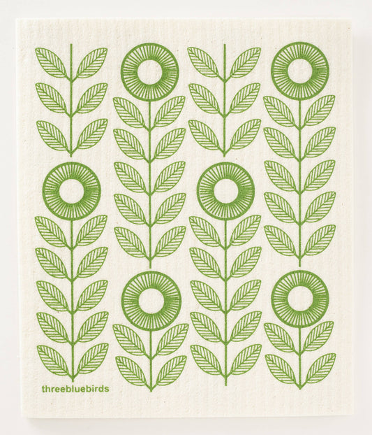 Swedish Dishcloth | Green Sunflowers
