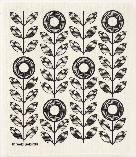 Swedish Dishcloth | Black Sunflowers