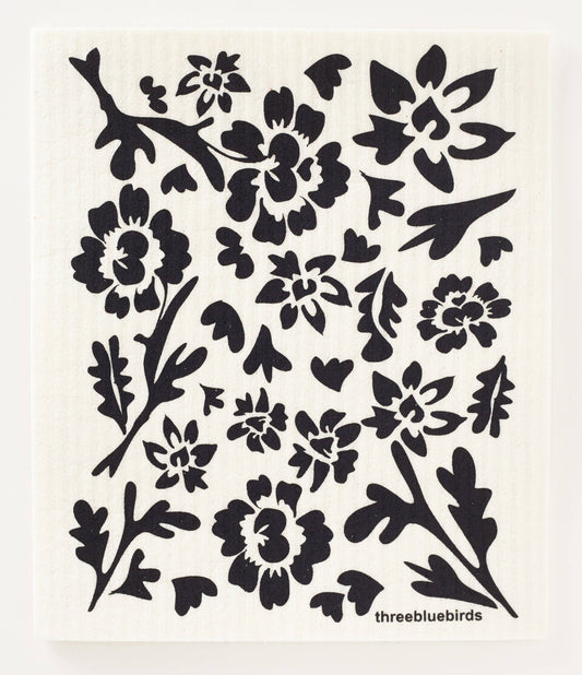 Swedish Dishcloth | Black Flora